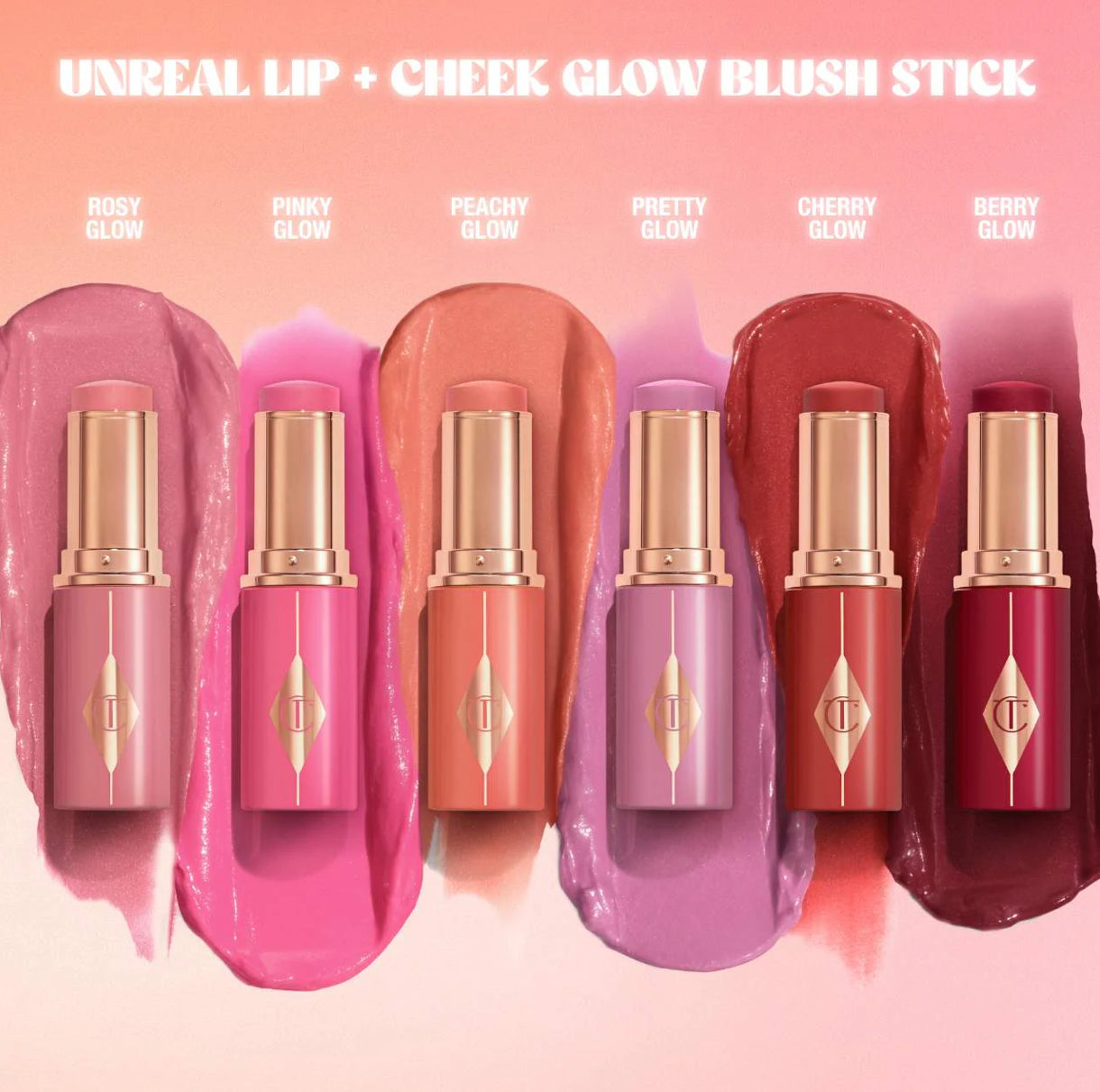 Charlotte Tilbury Unreal Lip + Cheek Glow Blush Stick with Hyaluronic- PINK GLOW
