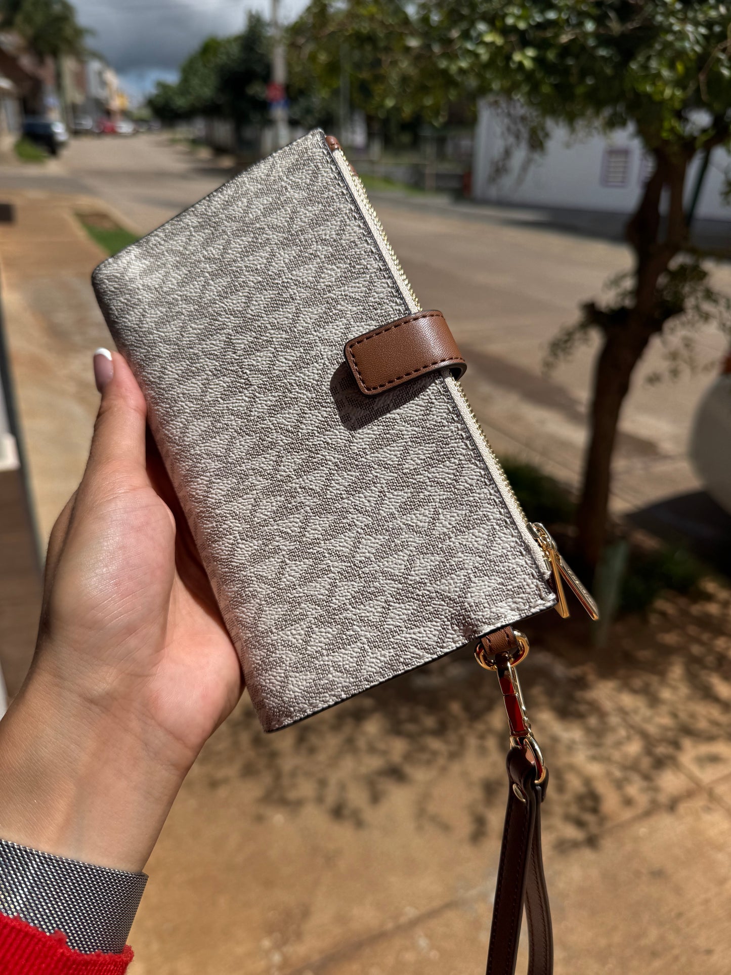 Phone Wallet Michael Kors Beige con Café