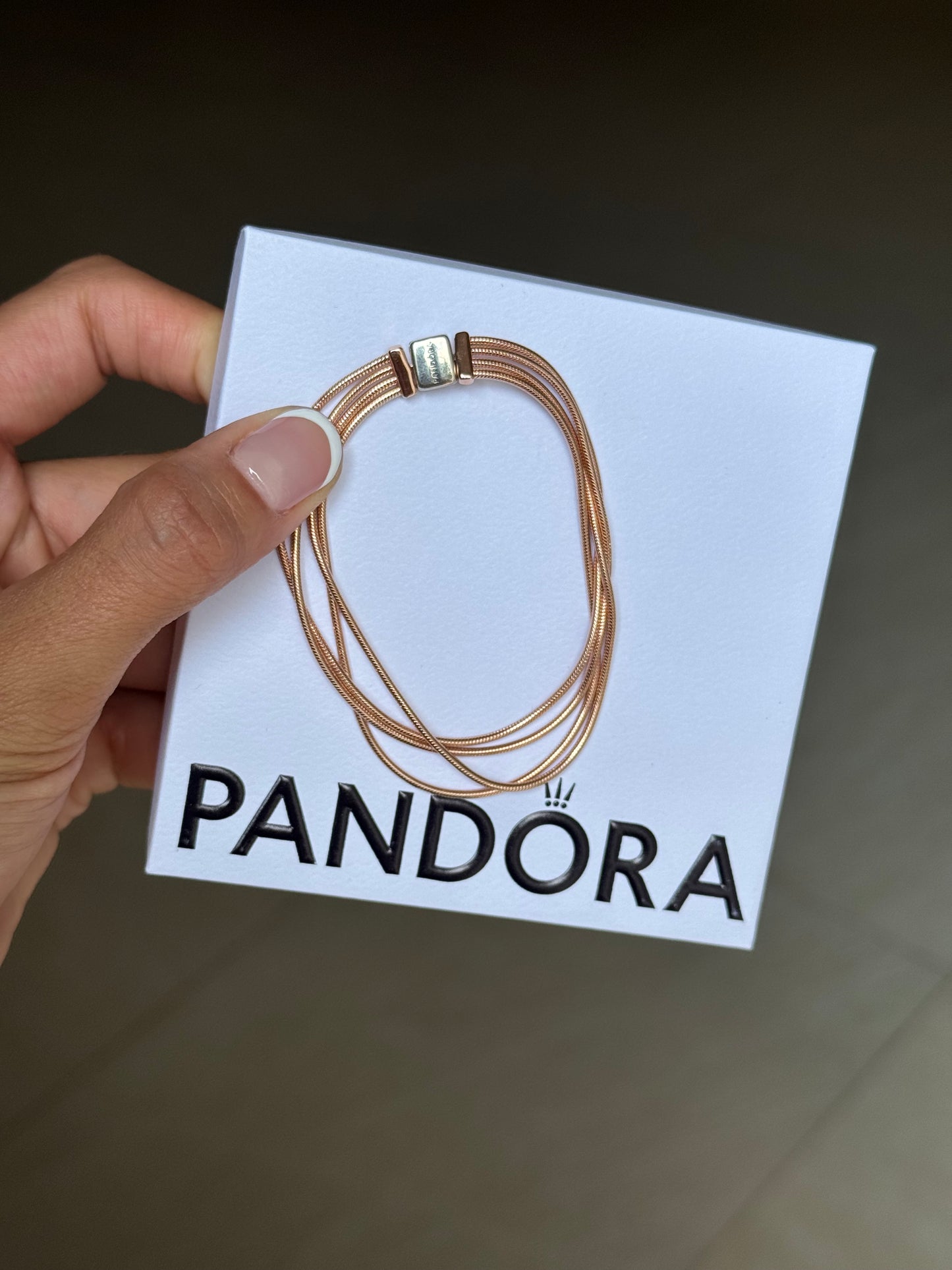 Brazalete Multicadena Oro Rosa PANDORA 17cm