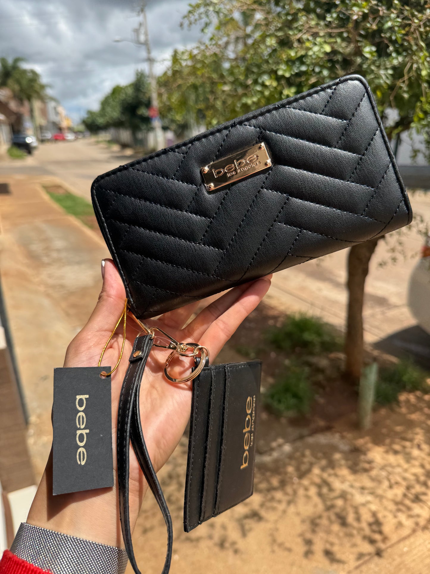 Cartera Bebe Negra con Tarjetero