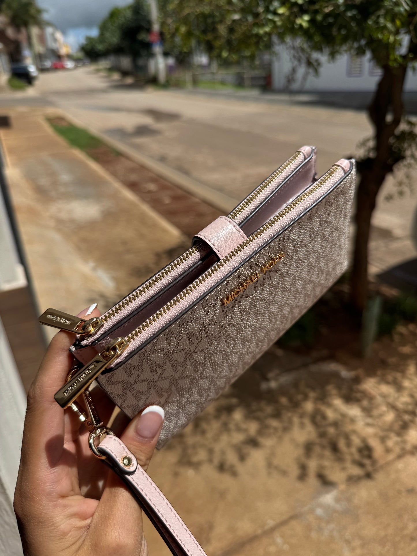 Phone Wallet Michael Kors Beige con Rosa