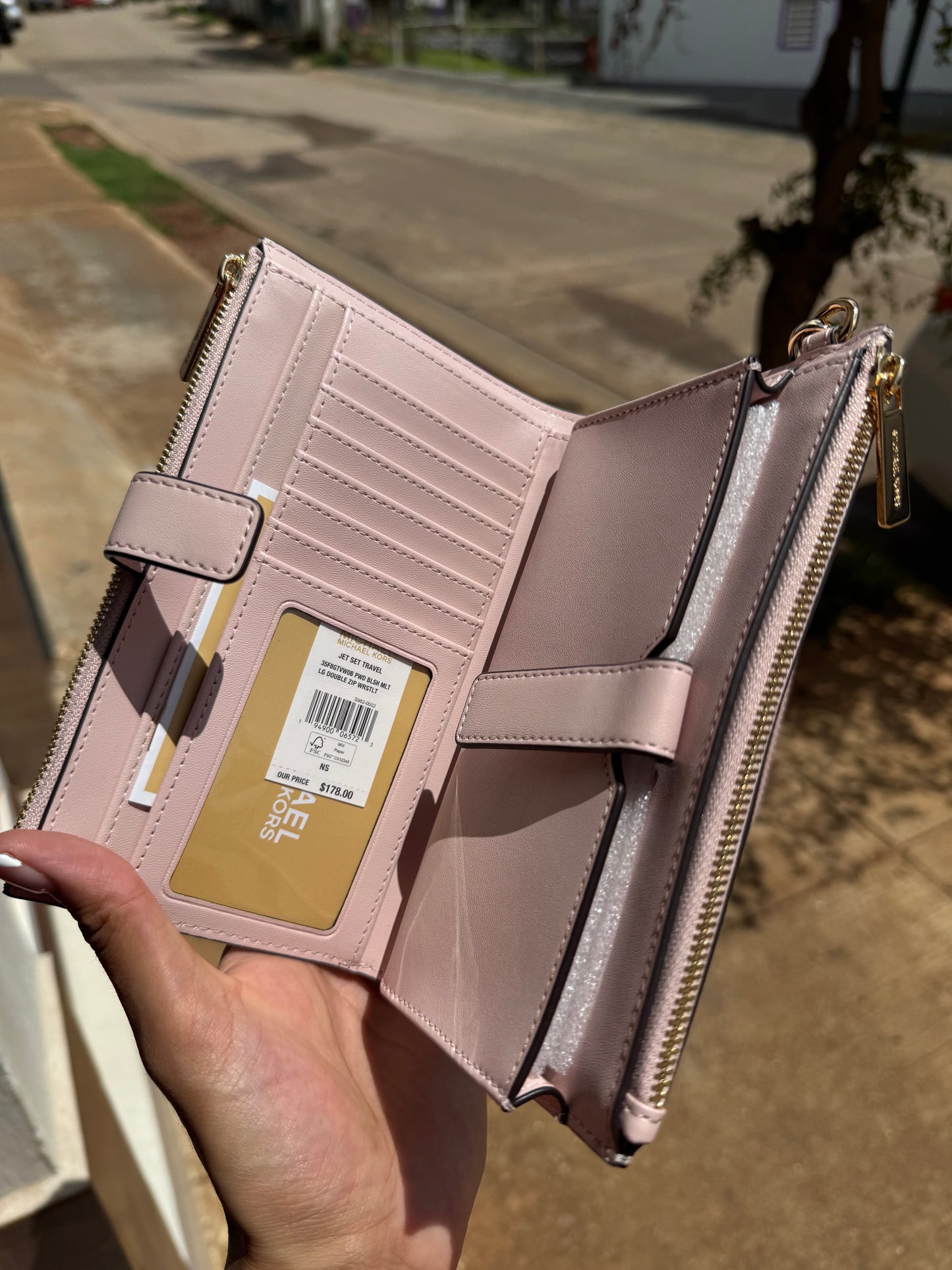 Phone Wallet Michael Kors Beige con Rosa