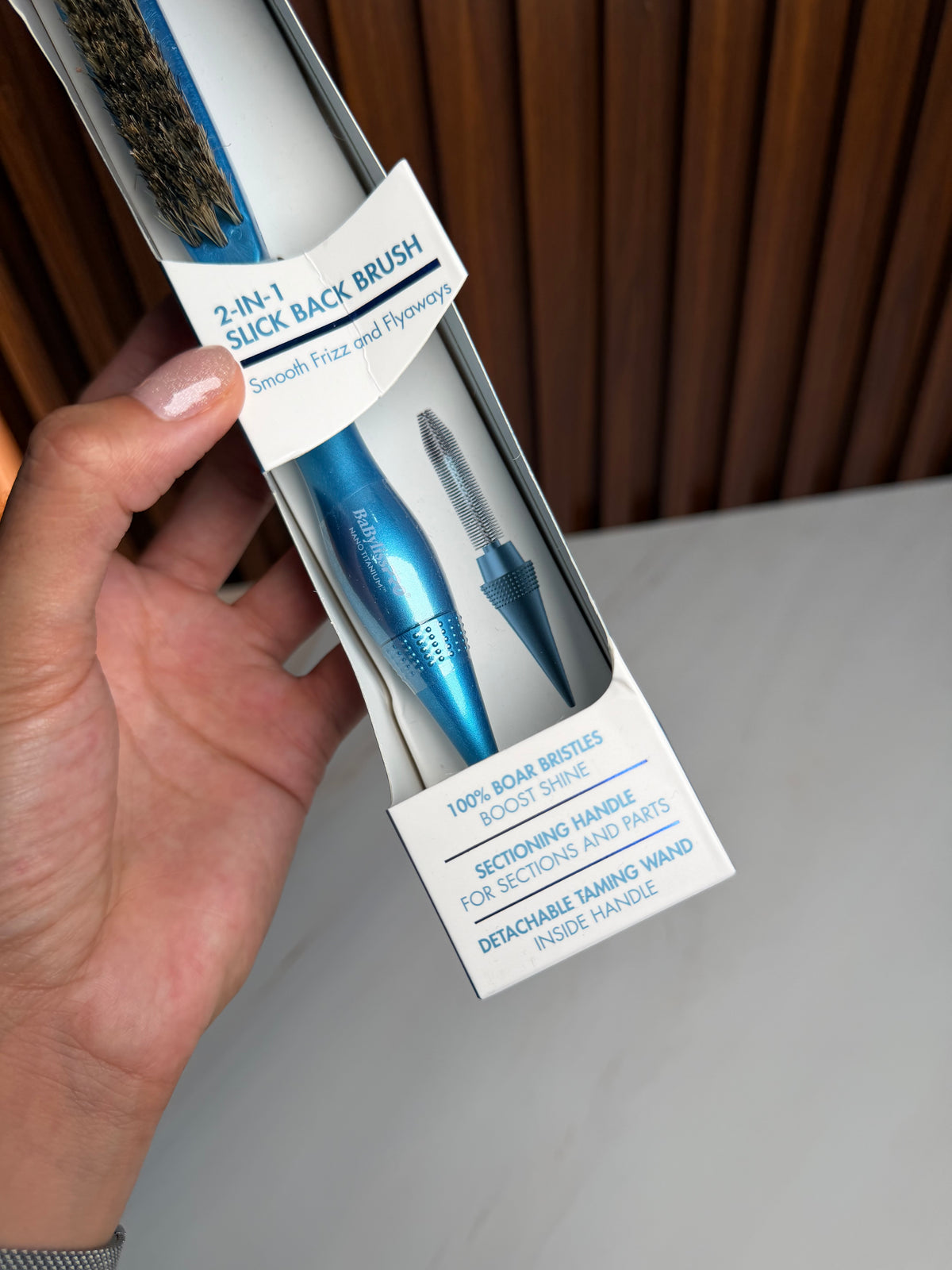 BaBylissPRO- Nano Titanium 2-in-1 Slick Back Brush with Detachable Taming Wand