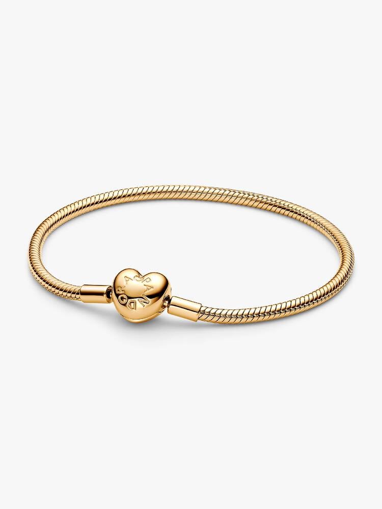 Pulsera de Cadena de Serpiente con Cierre de Corazón Recubrimiento en oro de 14k PANDORA 18cm