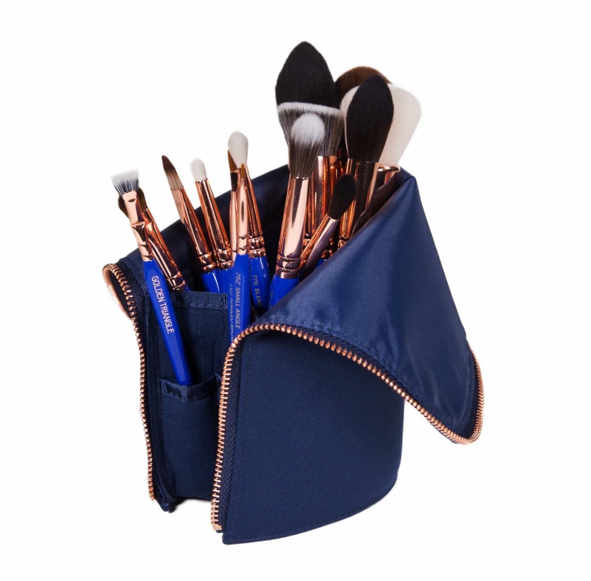 Bdellium Tools- TRIÁNGULO DORADO FASE II COMPLETO 15pz. JUEGO DE BROCHAS CON BOLSA