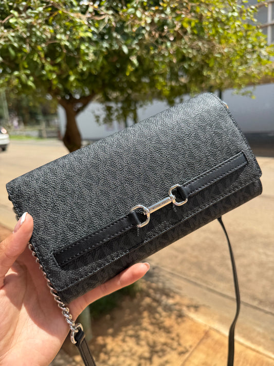 MICHAEL KORS OUTLET Carson Large Signature Logo Convertible Crossbody Bag NEGRA