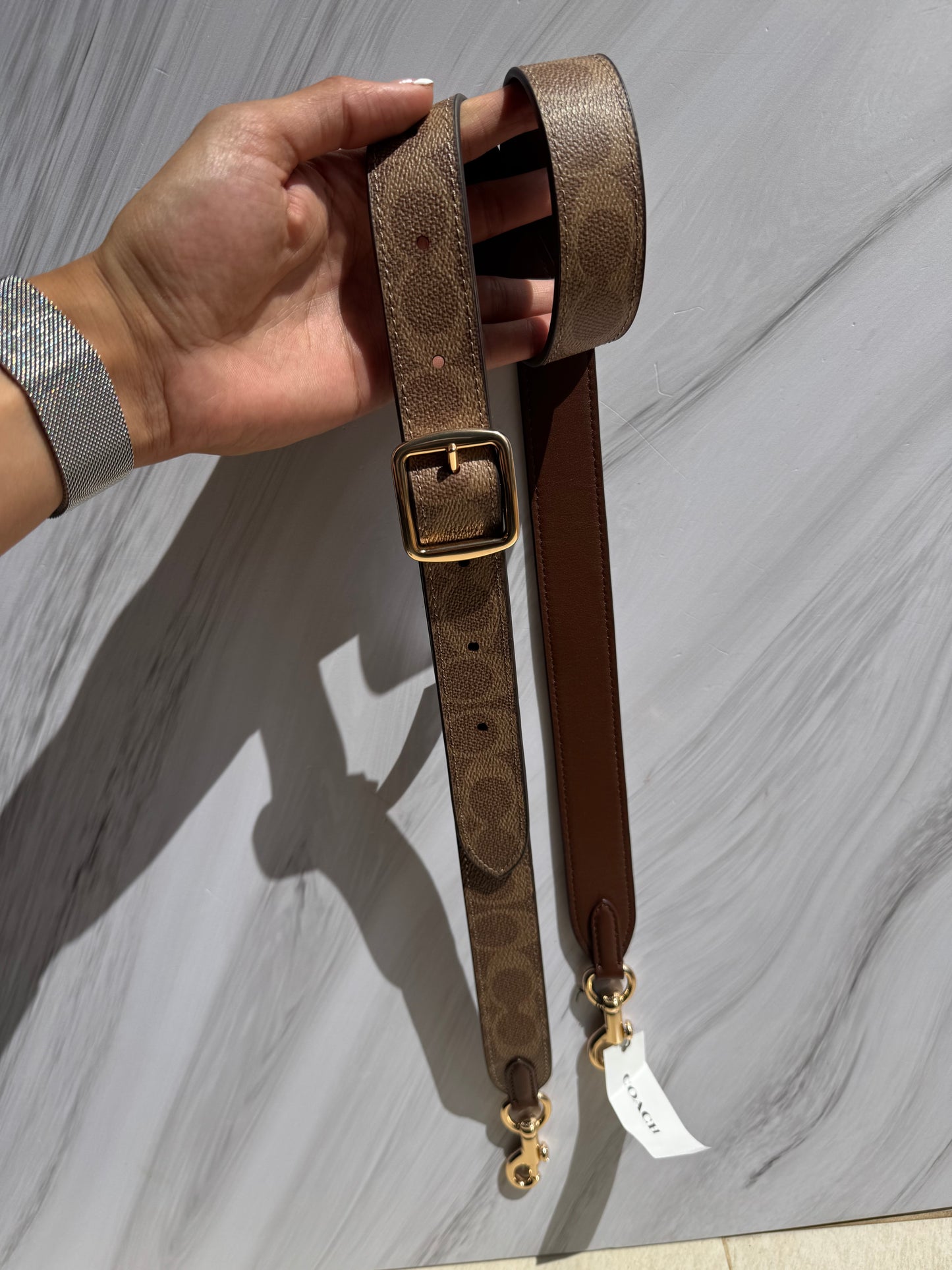 Strap Coach Cafe con Logo (SOLO STRAP, no incluye la bolsa)