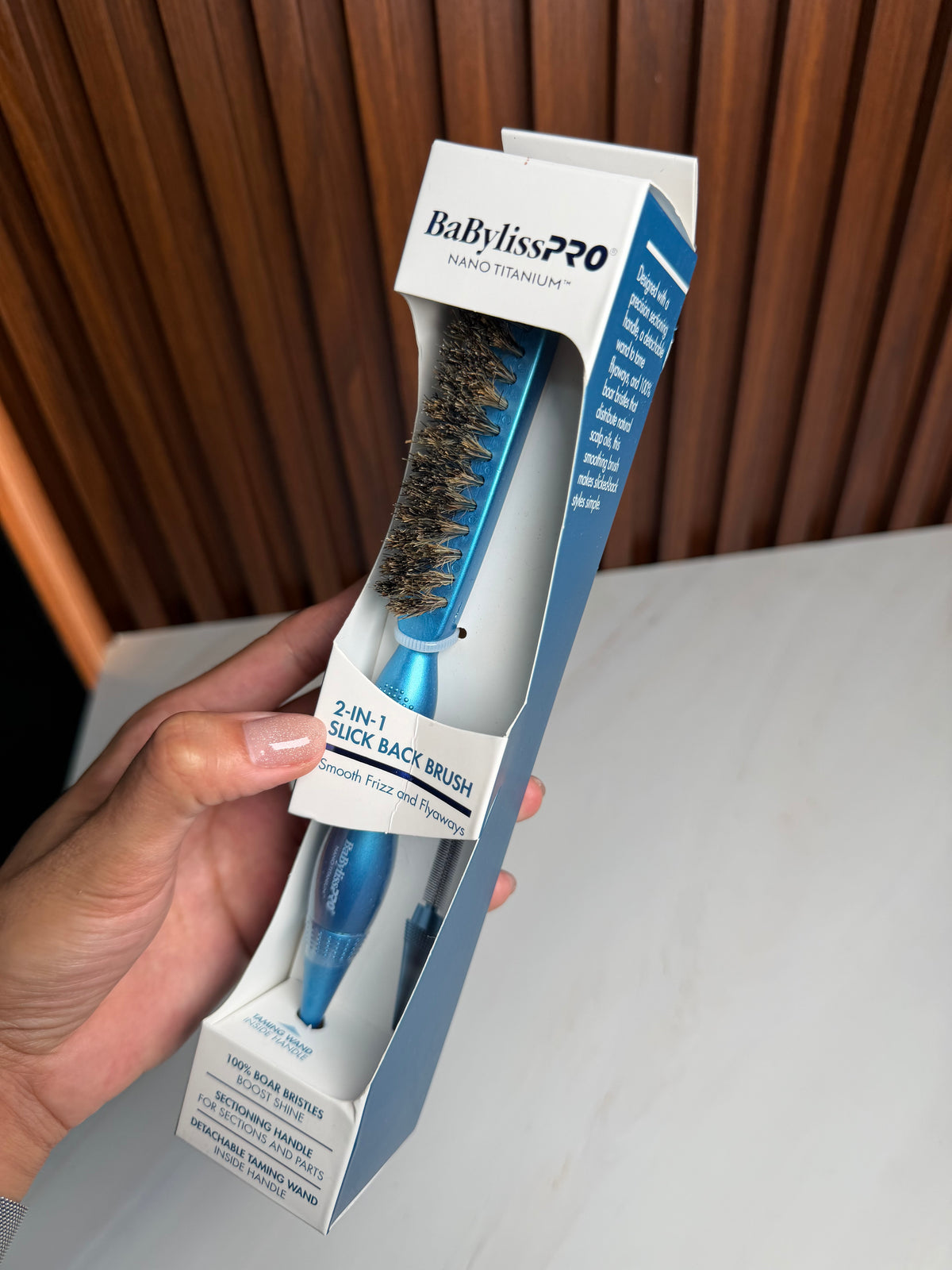 BaBylissPRO- Nano Titanium 2-in-1 Slick Back Brush with Detachable Taming Wand