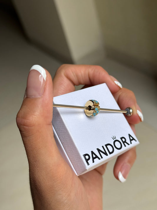 Clip Dorado con Azul turquesa Pandora España