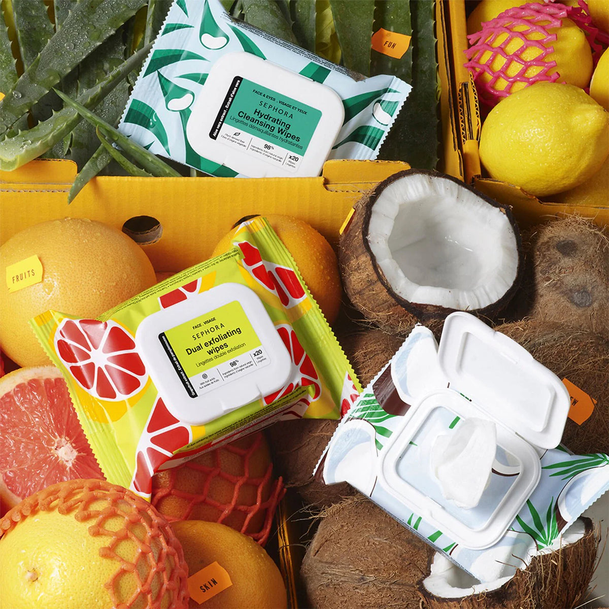 SEPHORA COLLECTION - Cleansing + Exfoliating Wipes- Coconut Milk