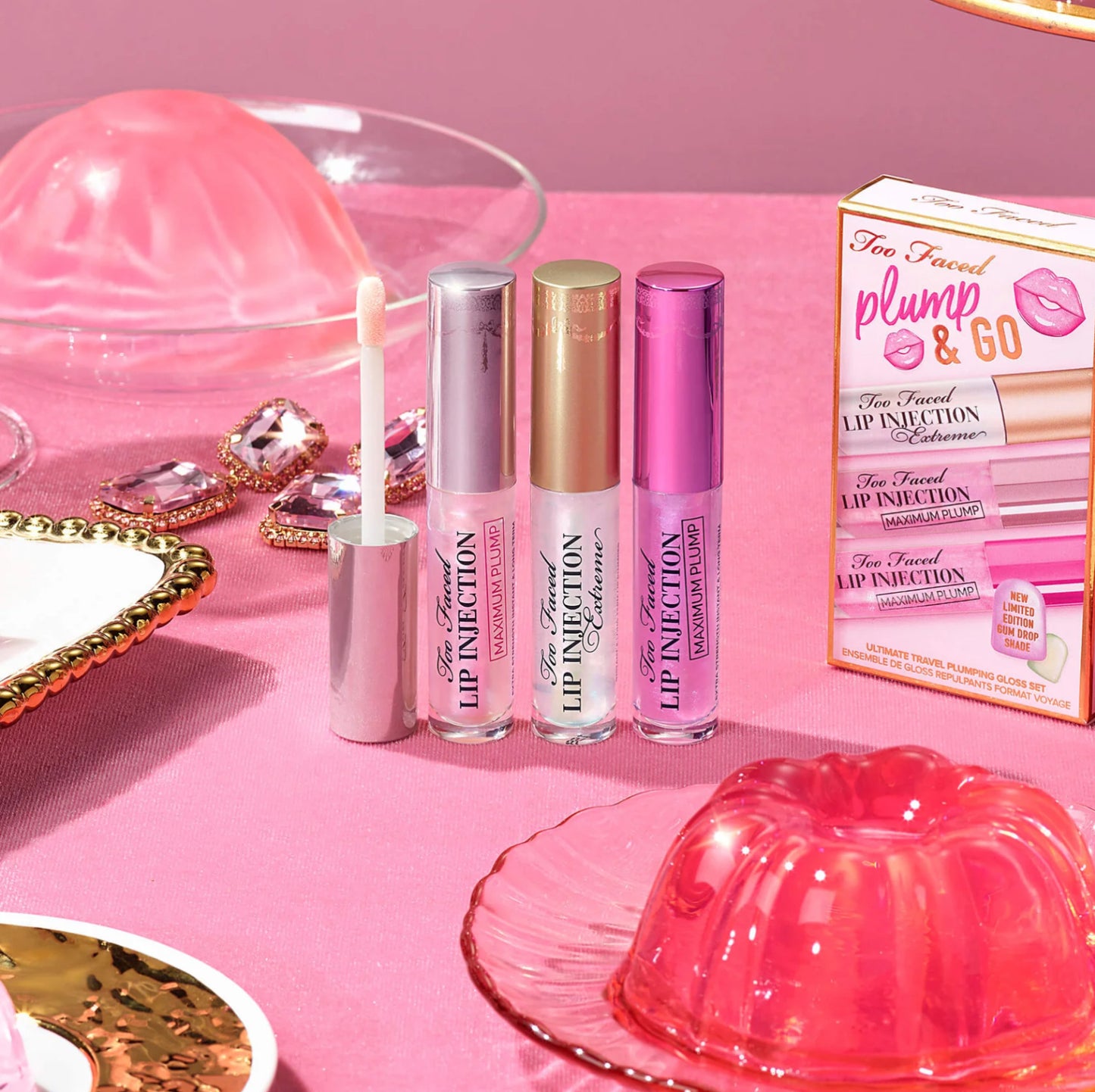 PLUMP & GO: TRAVEL SIZE LIP PLUMPER GLOSS TRIO SET - TOO FACED