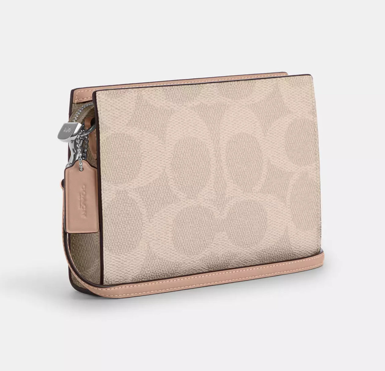 Slim Crossbody Bag In Signature Canvas COACH Silver/Sand/Taupe