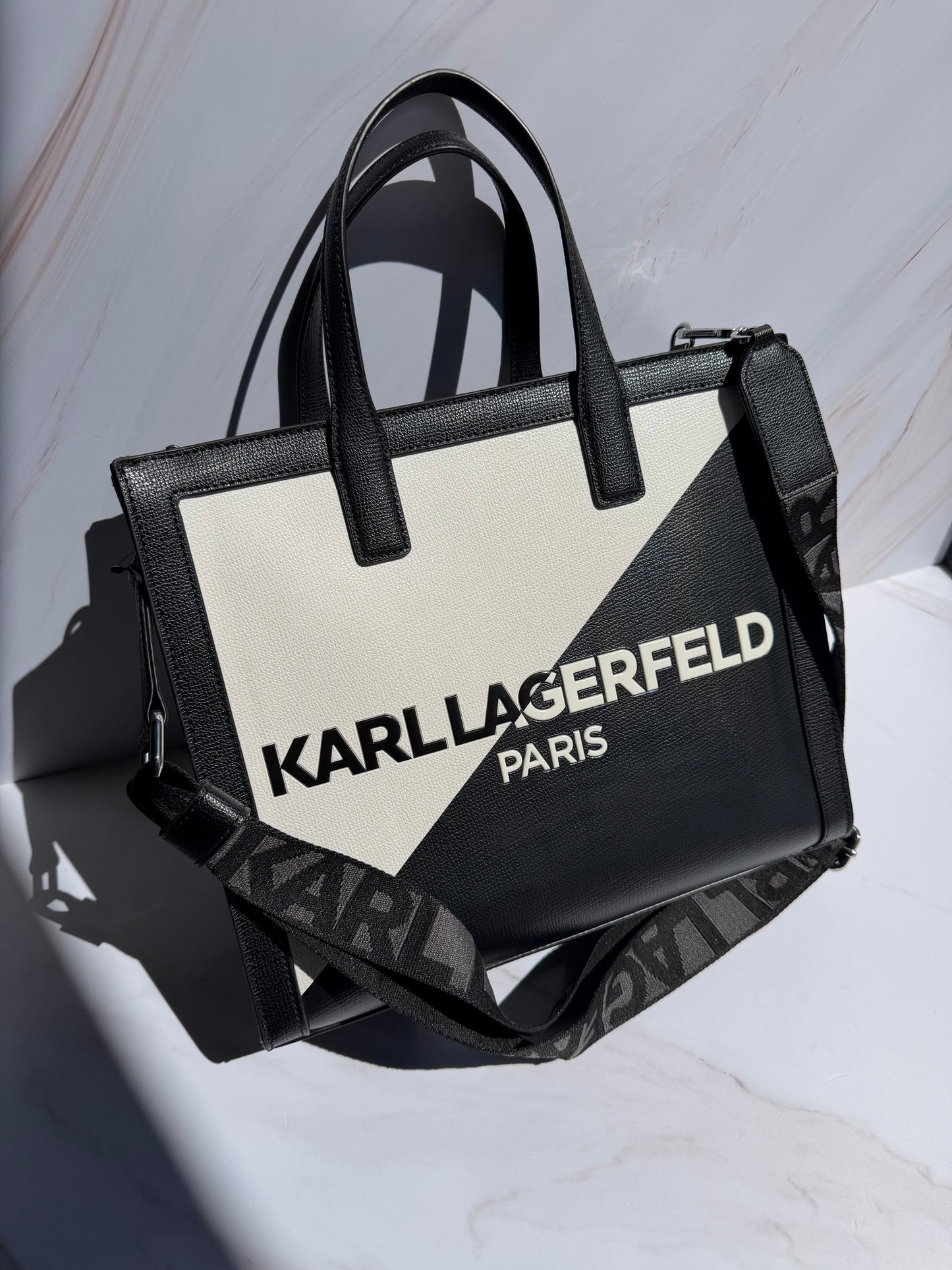 Tote Bag Karl Lagerfeld Blanco/Negro con Strap
