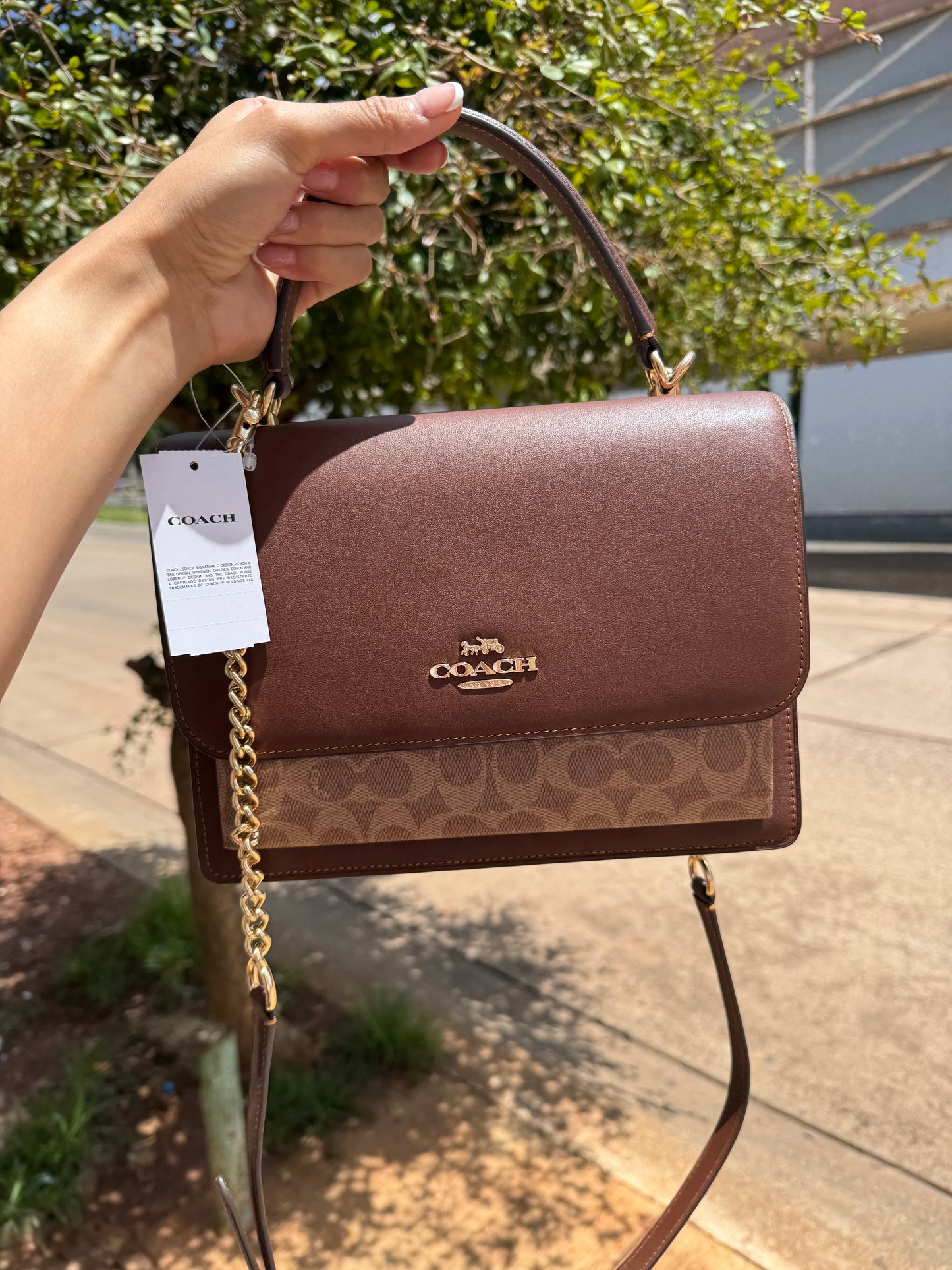 Klare Top Handle Bag In Signature Canvas Café COACH