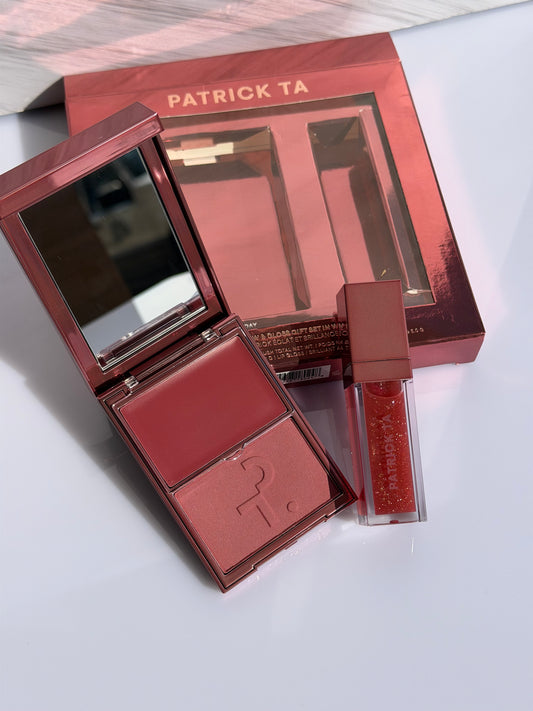 PATRICK TA Patrick's Glow and Gloss Set: Major Headlines Blush Duo and Lip Gloss Makeup Gift Set- WARM ME UP