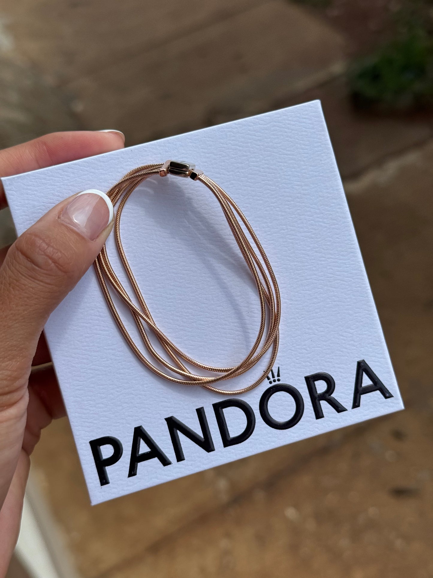 Brazalete Multicadena Oro Rosa PANDORA 17cm
