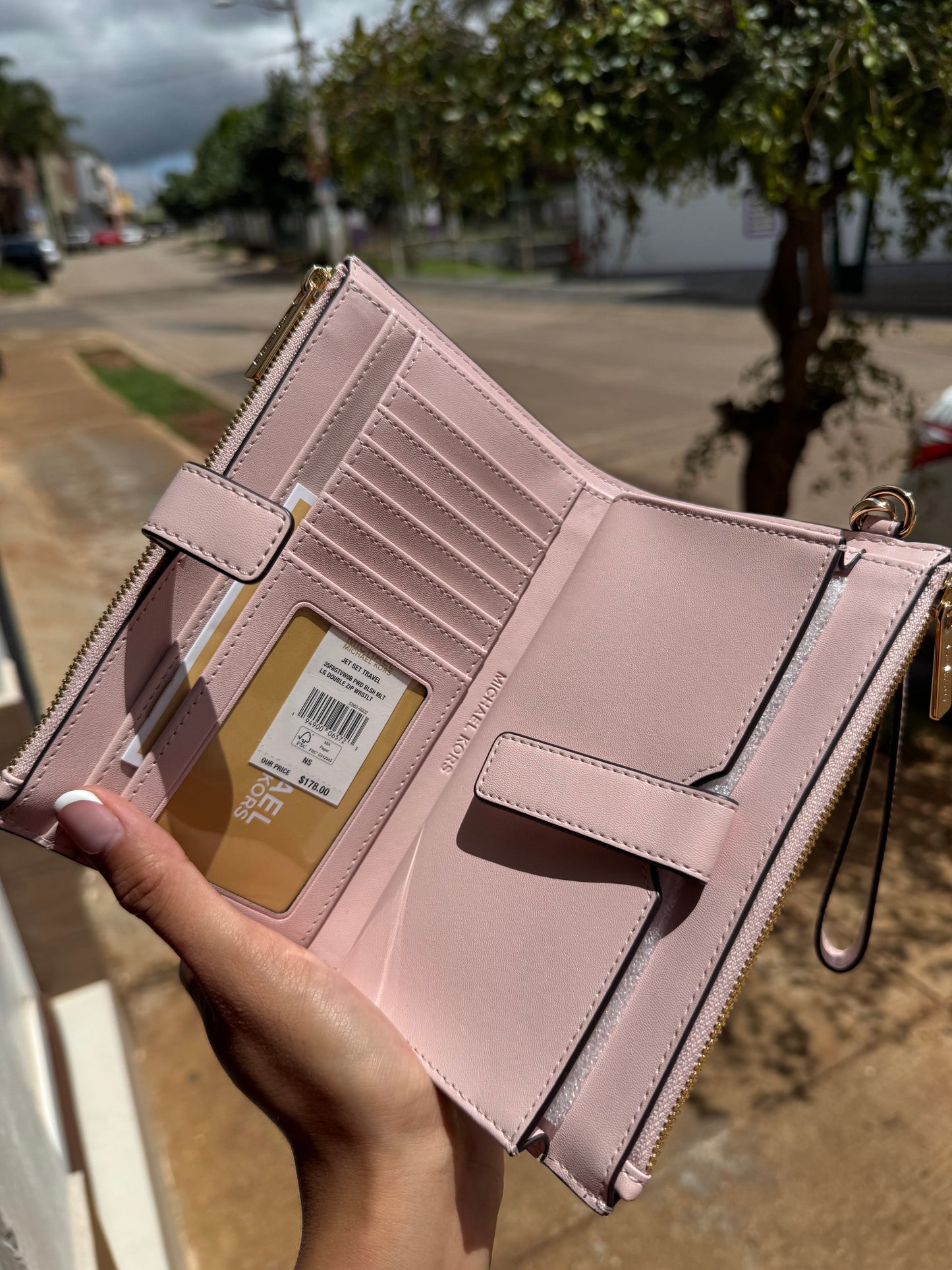 Phone Wallet Michael Kors Beige con Rosa