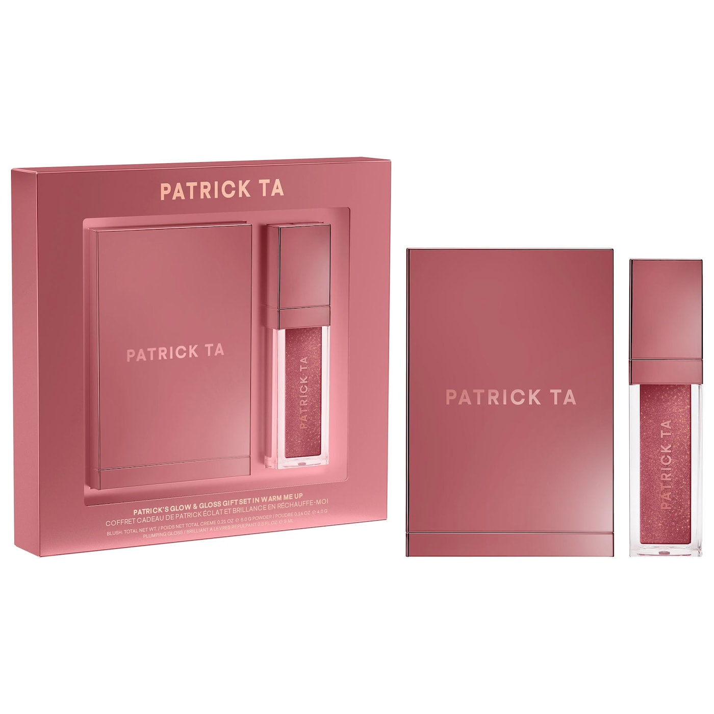 PATRICK TA Patrick's Glow and Gloss Set: Major Headlines Blush Duo and Lip Gloss Makeup Gift Set- WARM ME UP