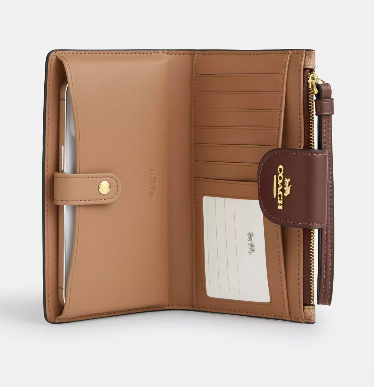 Phone Wallet COACH In Signature Canvas Gold/Tan/Brown