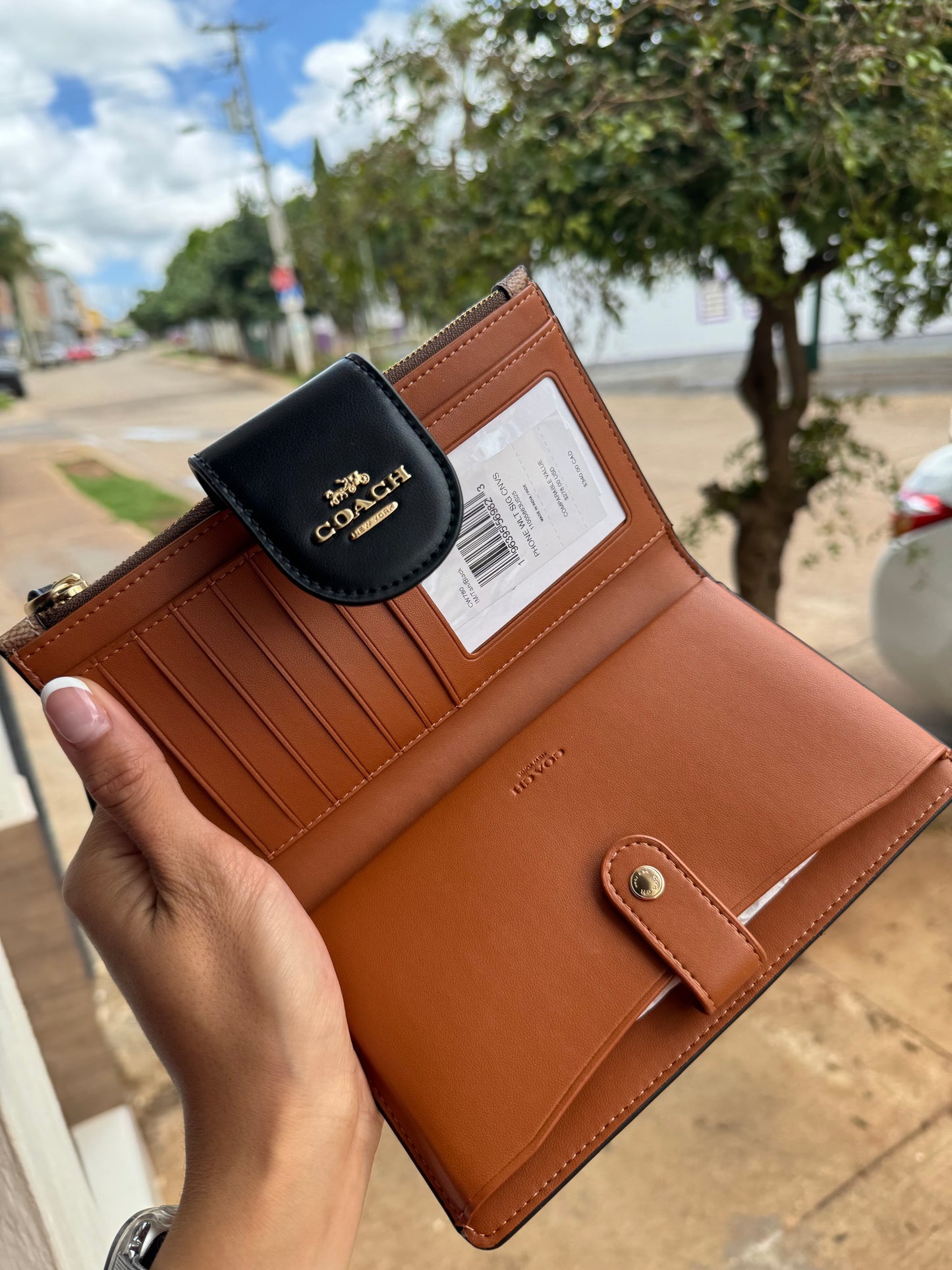 Phone Wallet COACH In Signature Canvas Gold/Tan/Black