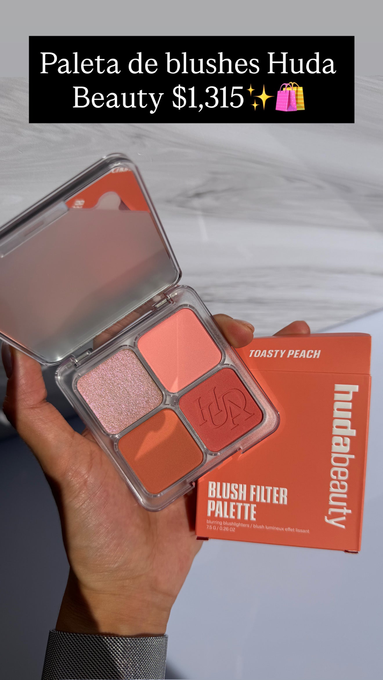 HUDA BEAUTY Blush Filter Blurring Blushlighters Palette- TOASTY PEACH