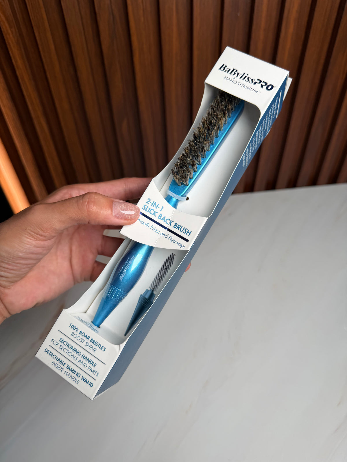 BaBylissPRO- Nano Titanium 2-in-1 Slick Back Brush with Detachable Taming Wand