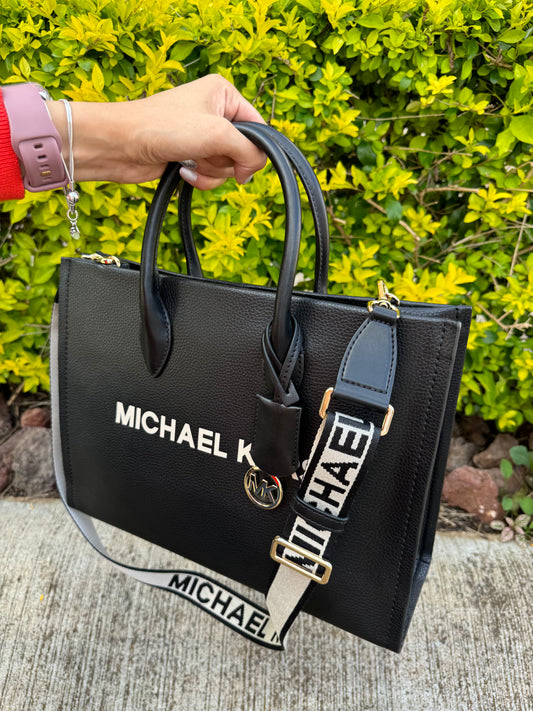 Tote Bag Michael Kors Negra con Strap grueso MK