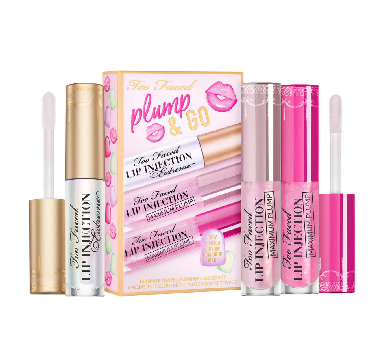 PLUMP & GO: TRAVEL SIZE LIP PLUMPER GLOSS TRIO SET - TOO FACED