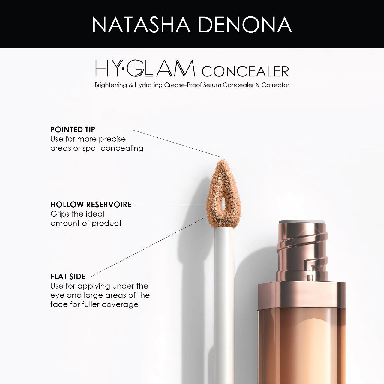 NATASHA DENONA Hy-Glam Brightening & Hydrating Medium to Full Coverage Crease Proof Serum Concealer