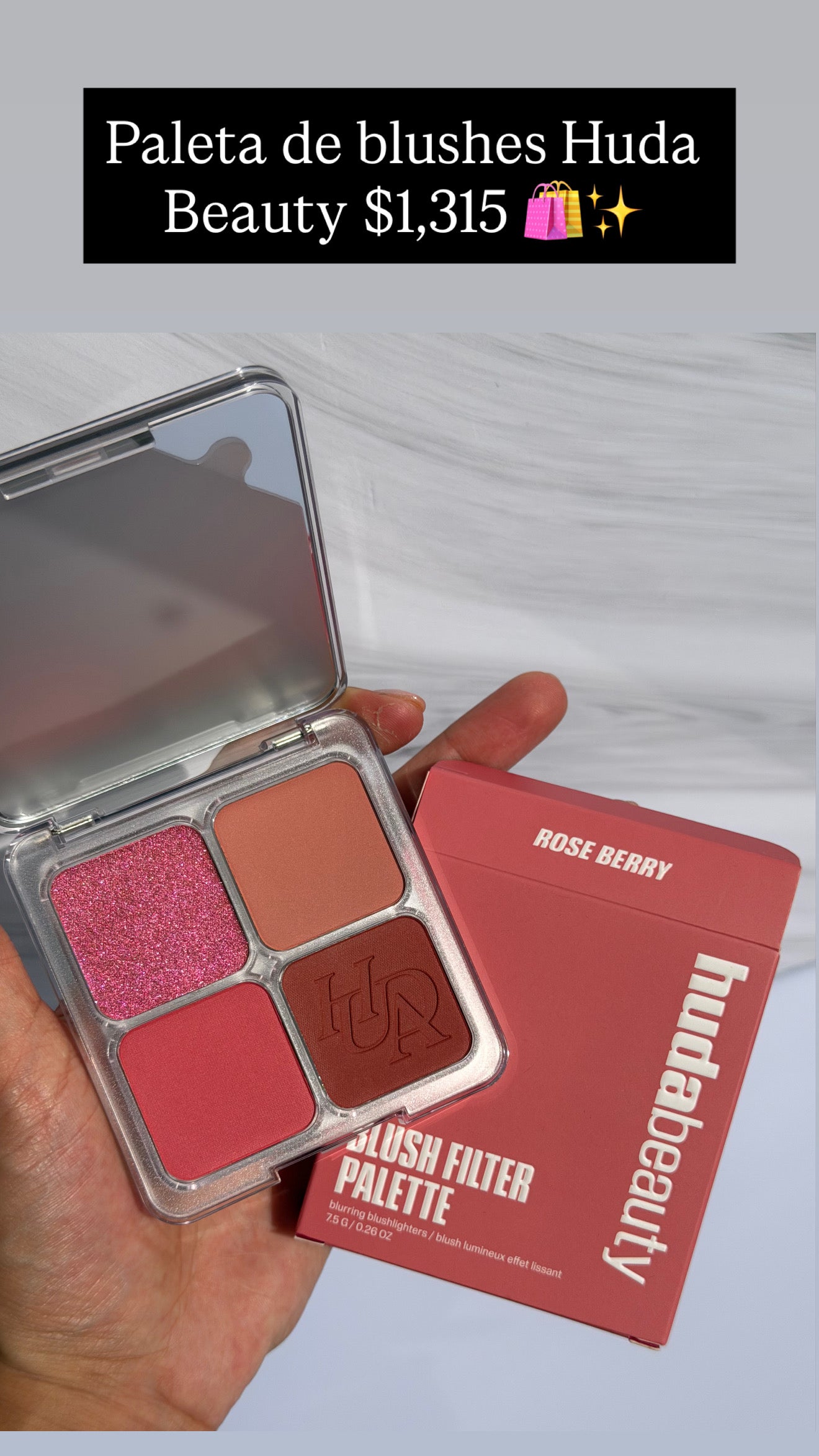 HUDA BEAUTY Blush Filter Blurring Blushlighters Palette- ROSE BERRY