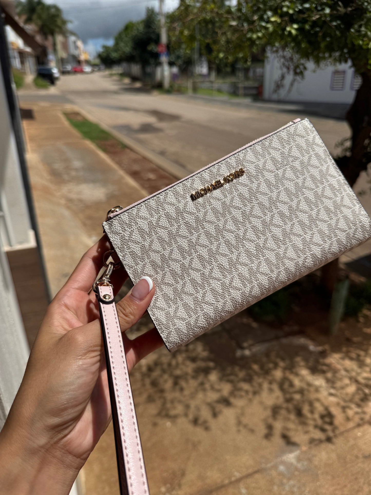 Phone Wallet Michael Kors Beige con Rosa