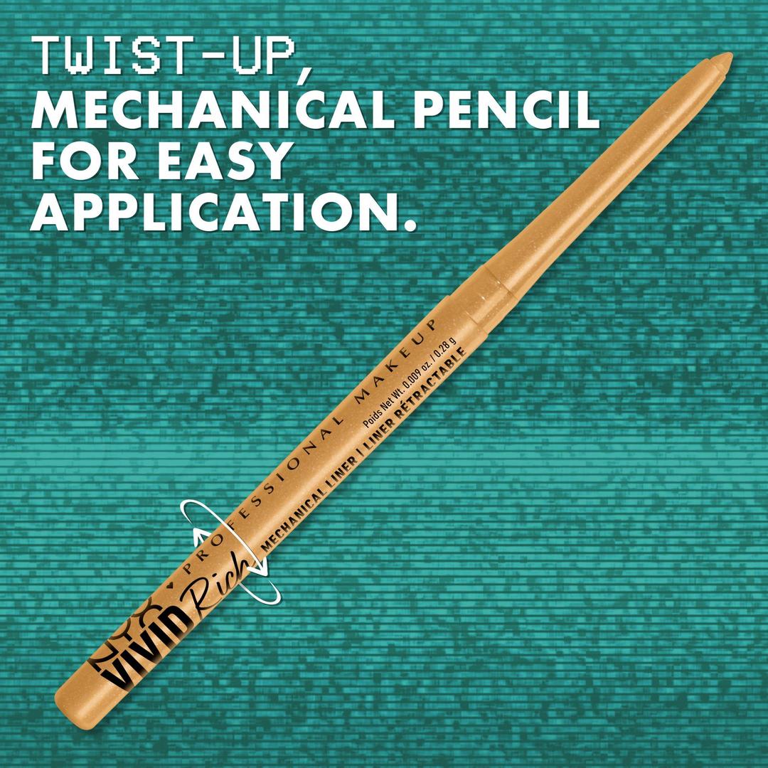 NYX Professional Makeup Retractable Vivid Rich Mechanical Eyeliner Pencil Tono- Always Onyx