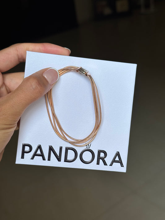 Brazalete Multicadena Oro Rosa PANDORA 17cm