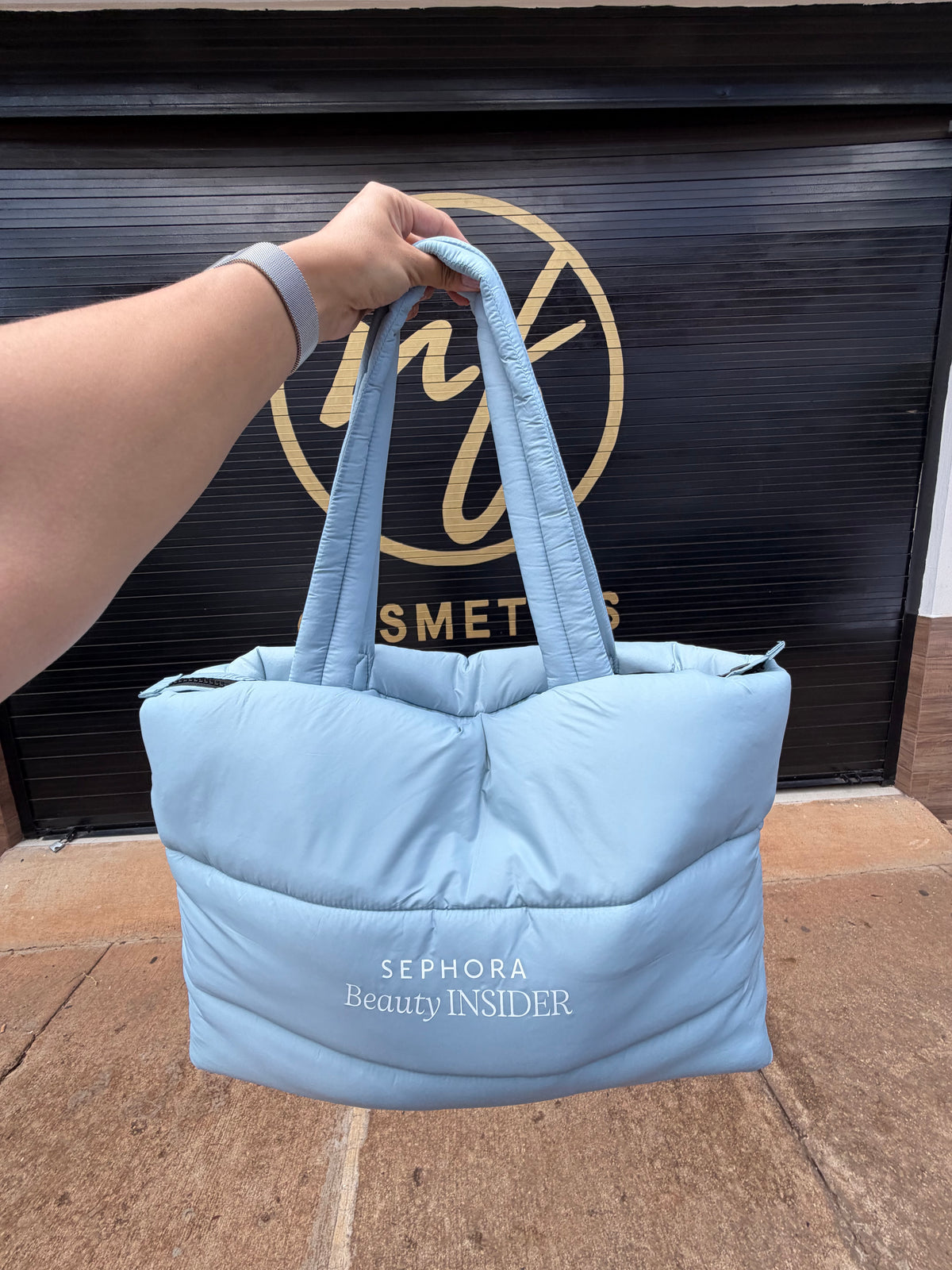 Puffy Tote Bag Sephora baby blue