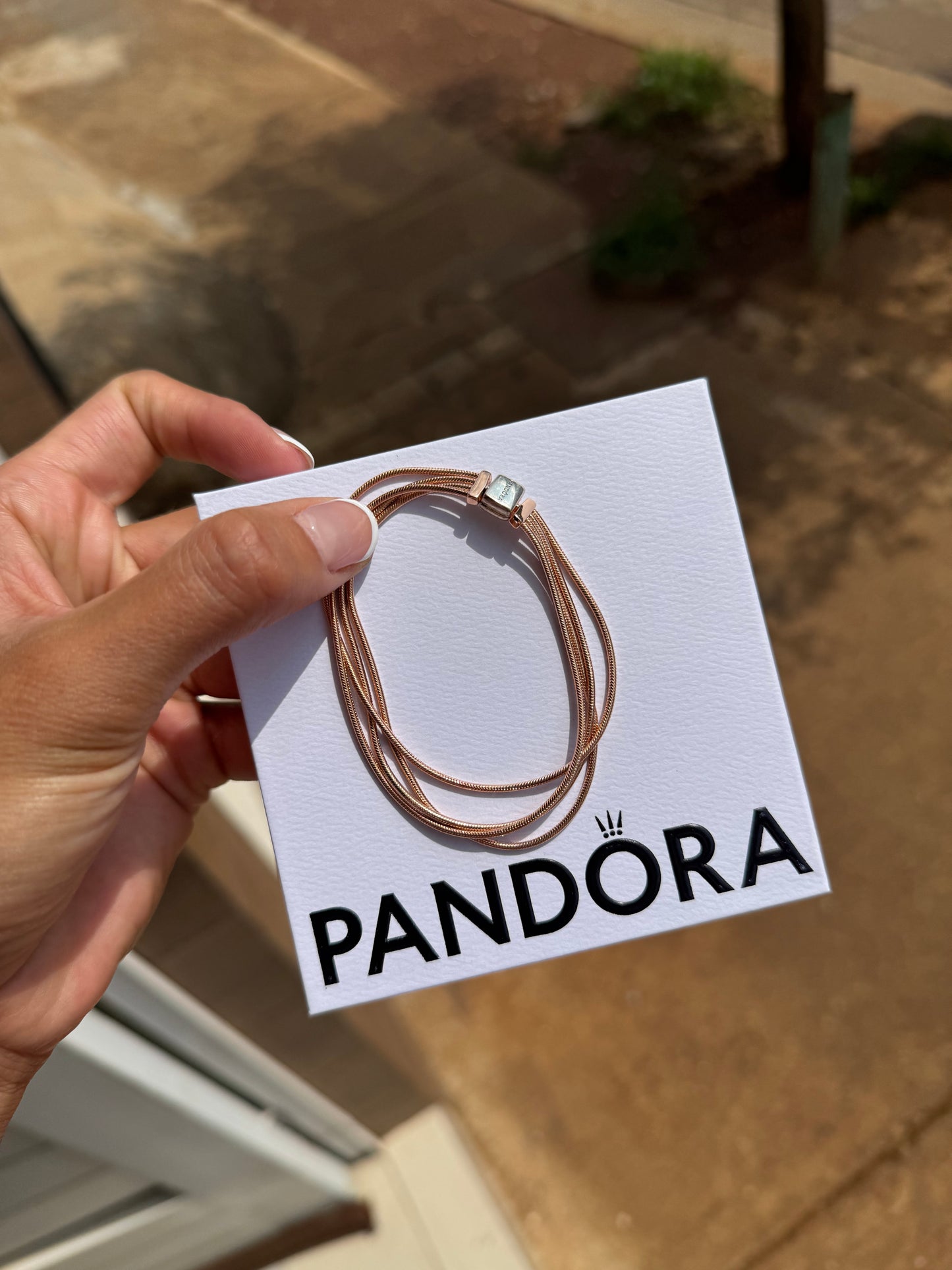 Brazalete Multicadena Oro Rosa PANDORA 17cm