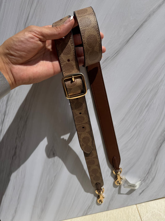 Strap Coach Cafe con Logo (SOLO STRAP, no incluye la bolsa)