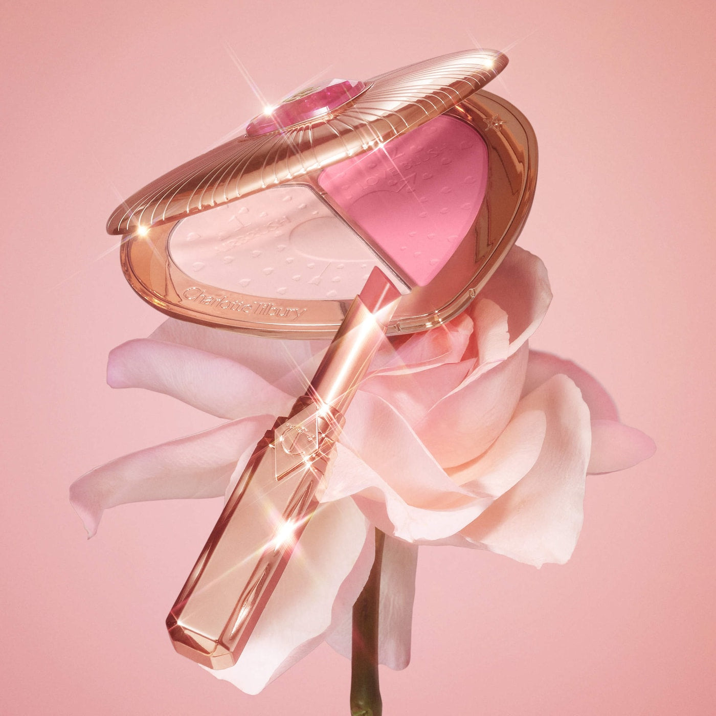 Charlotte Tilbury- Pillow Talk Beauty Soulmates Airbrush Flawless Finish Brightening and Blush Powder Palette