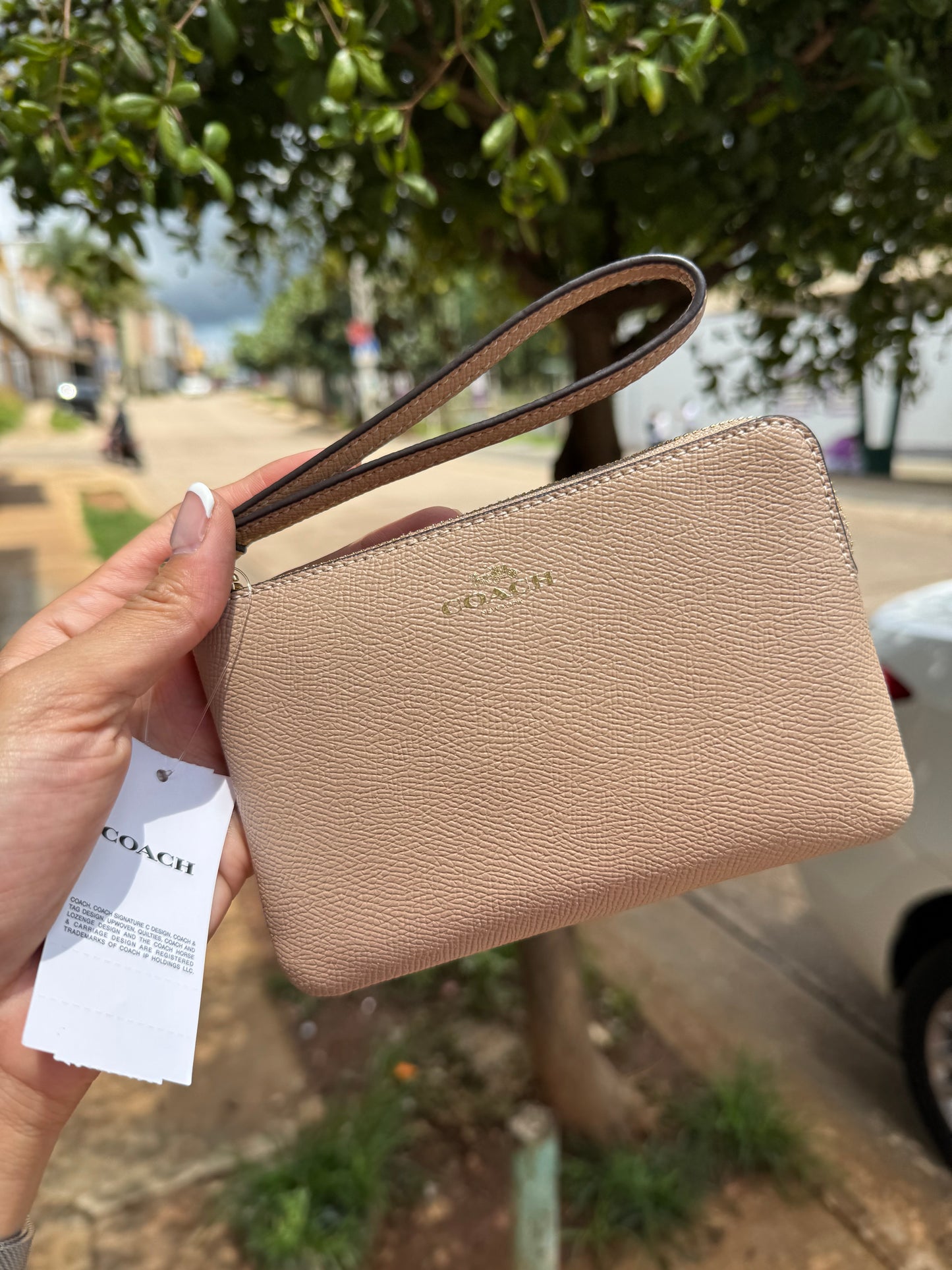 Muñequera Coach Sencilla chica de un cierre Beige