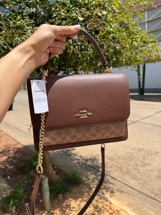 Klare Top Handle Bag In Signature Canvas Café COACH