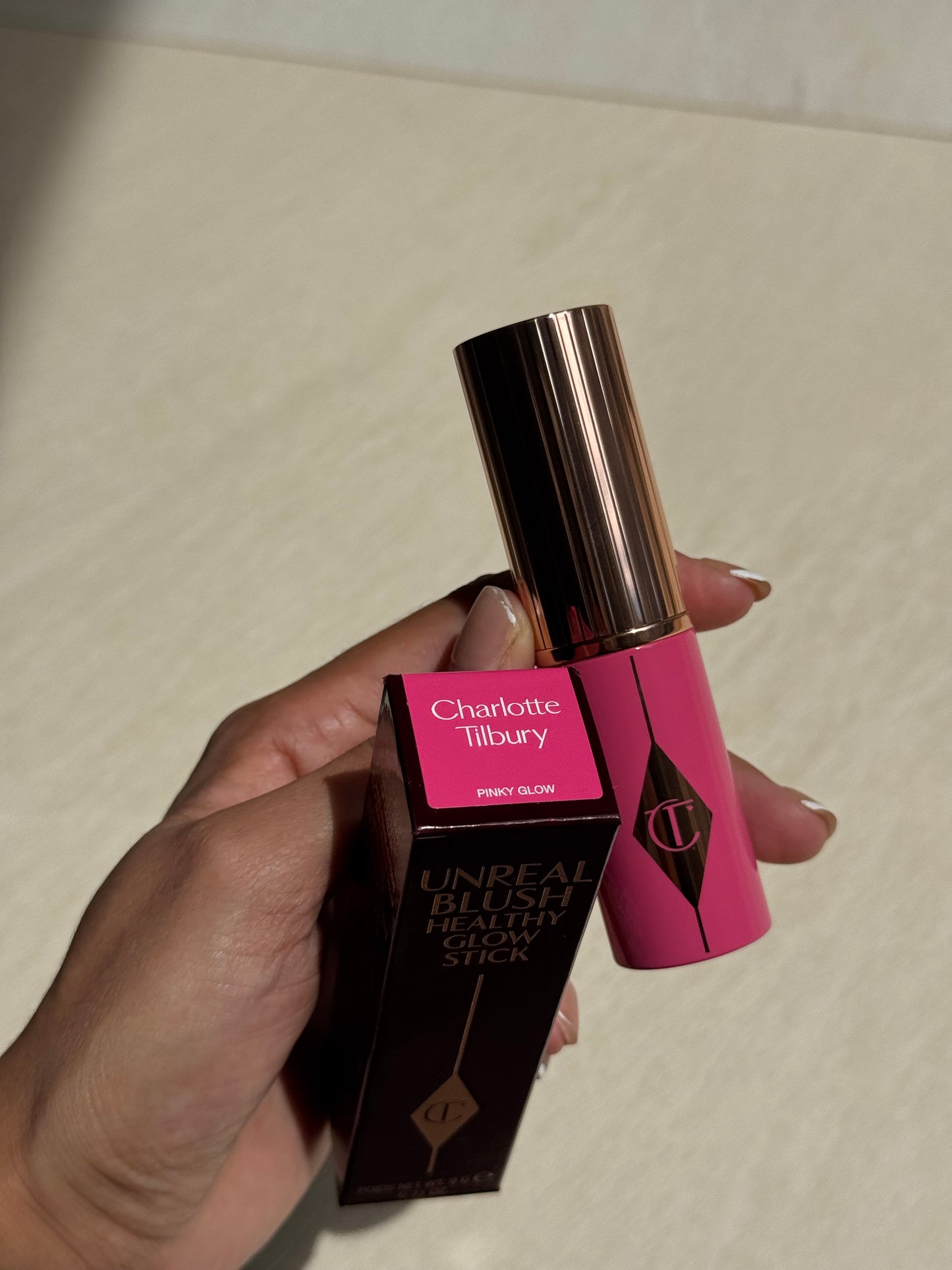Charlotte Tilbury Unreal Lip + Cheek Glow Blush Stick with Hyaluronic- PINK GLOW