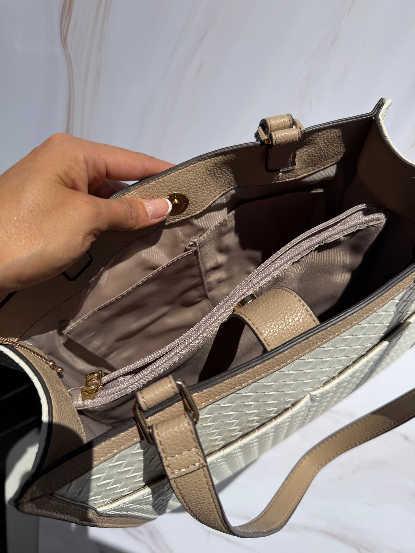 Shoulder Bag NÁUTICA Beige con Blanco