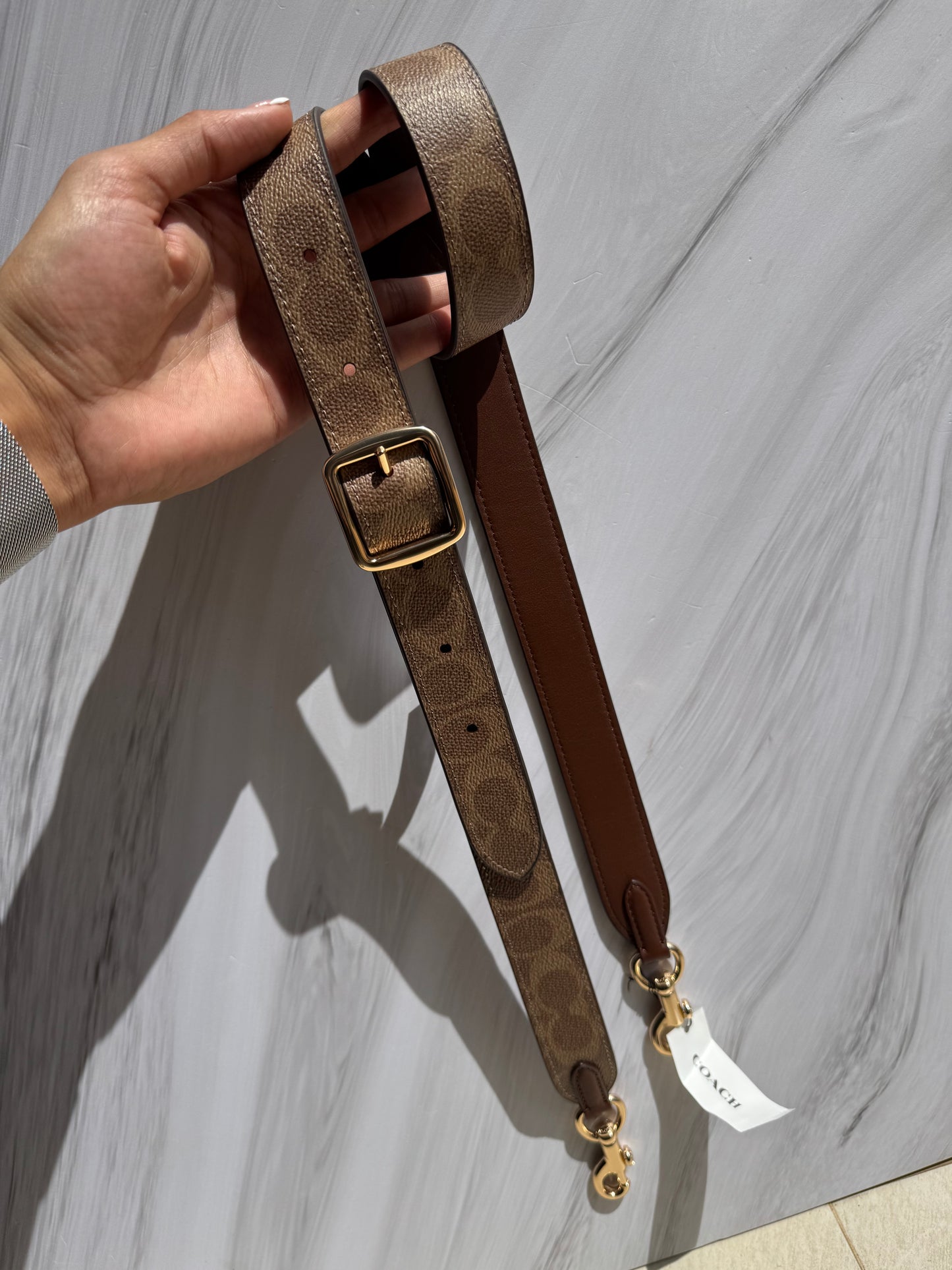 Strap Coach Cafe con Logo (SOLO STRAP, no incluye la bolsa)
