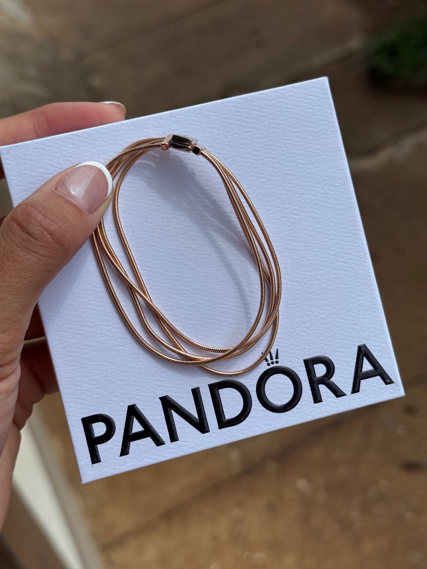 Brazalete Multicadena Oro Rosa PANDORA 17cm