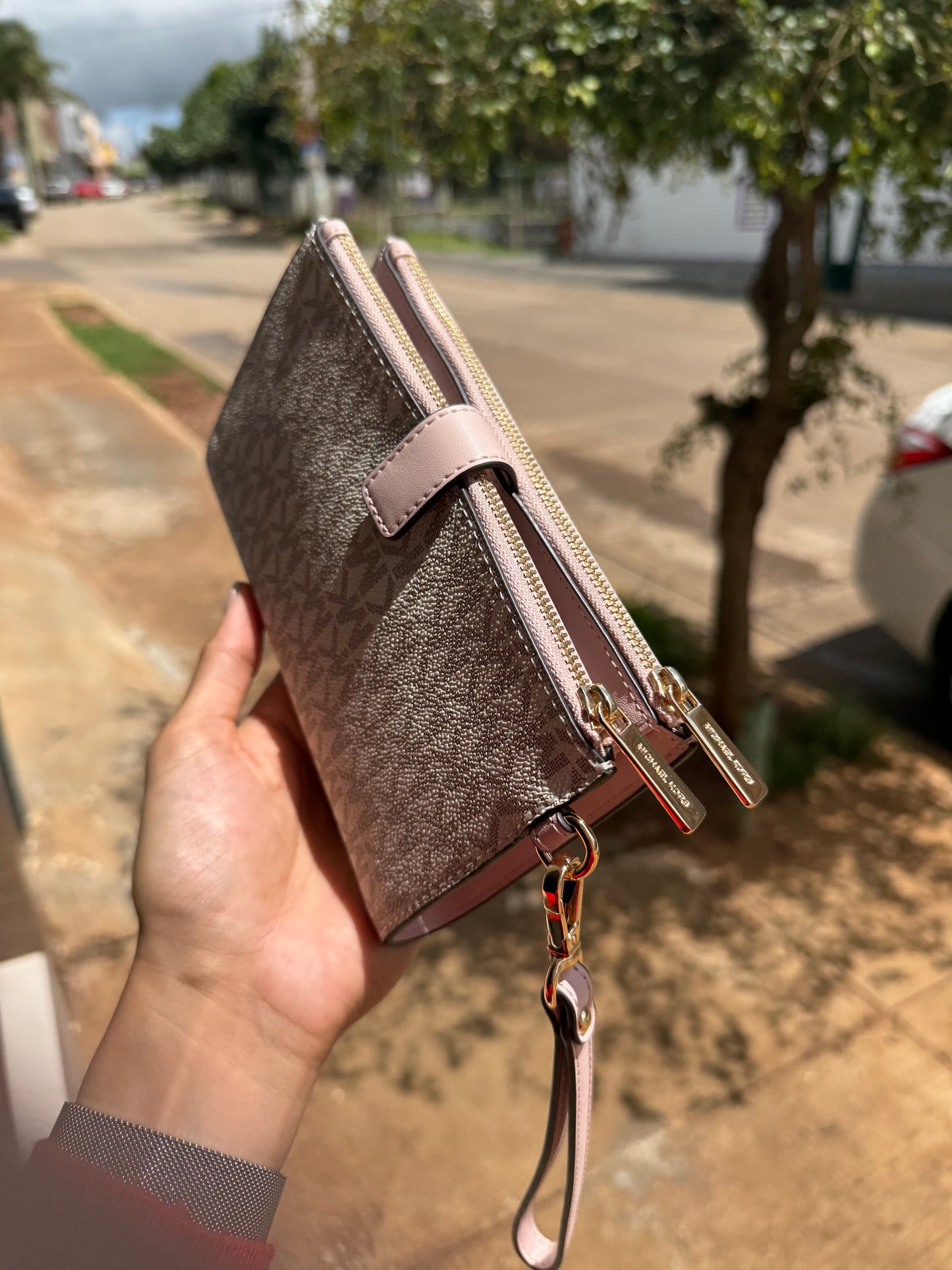 Phone Wallet Michael Kors Beige con Rosa