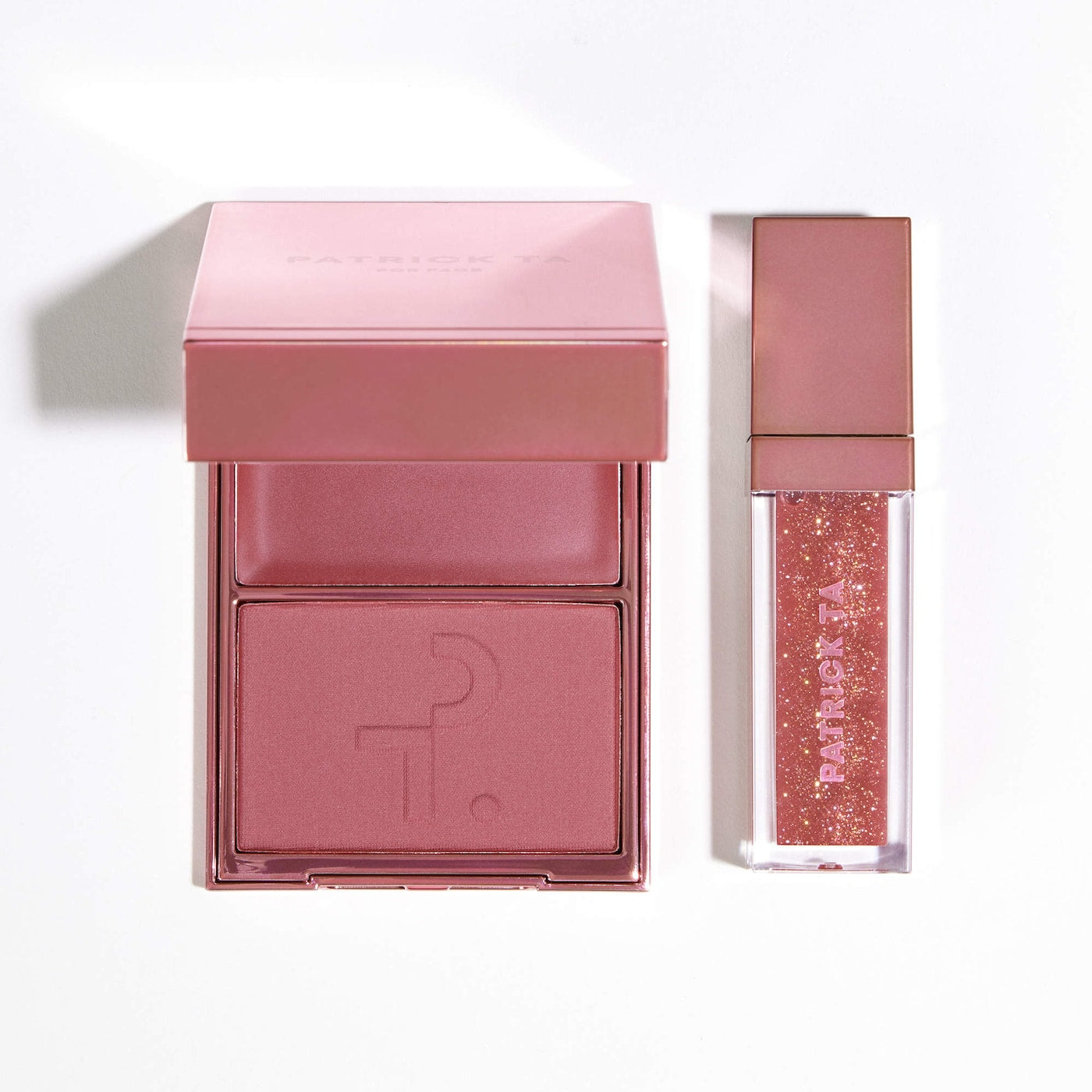 PATRICK TA Patrick's Glow and Gloss Set: Major Headlines Blush Duo and Lip Gloss Makeup Gift Set- WARM ME UP