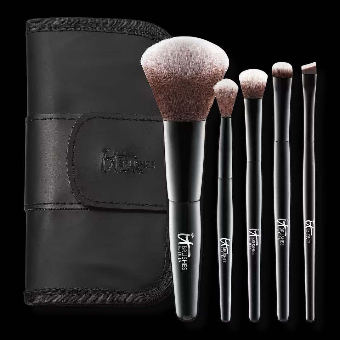IT Brushes For ULTA- Your Face & Eye Essentials Mini 5 Pc Travel Brush Set