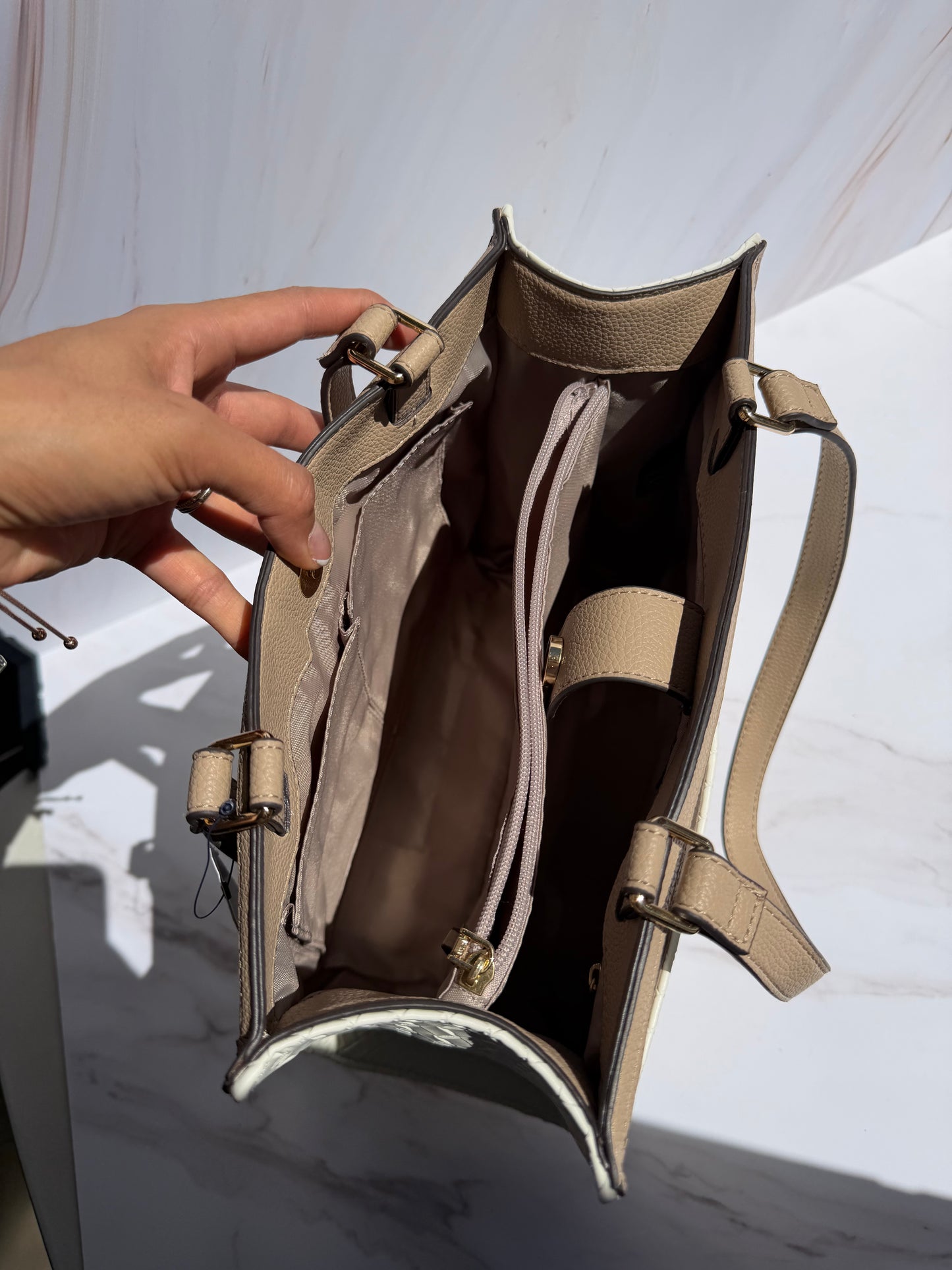 Shoulder Bag NÁUTICA Beige con Blanco