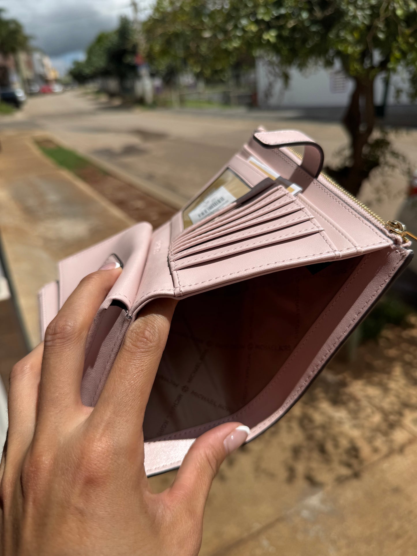 Phone Wallet Michael Kors Beige con Rosa