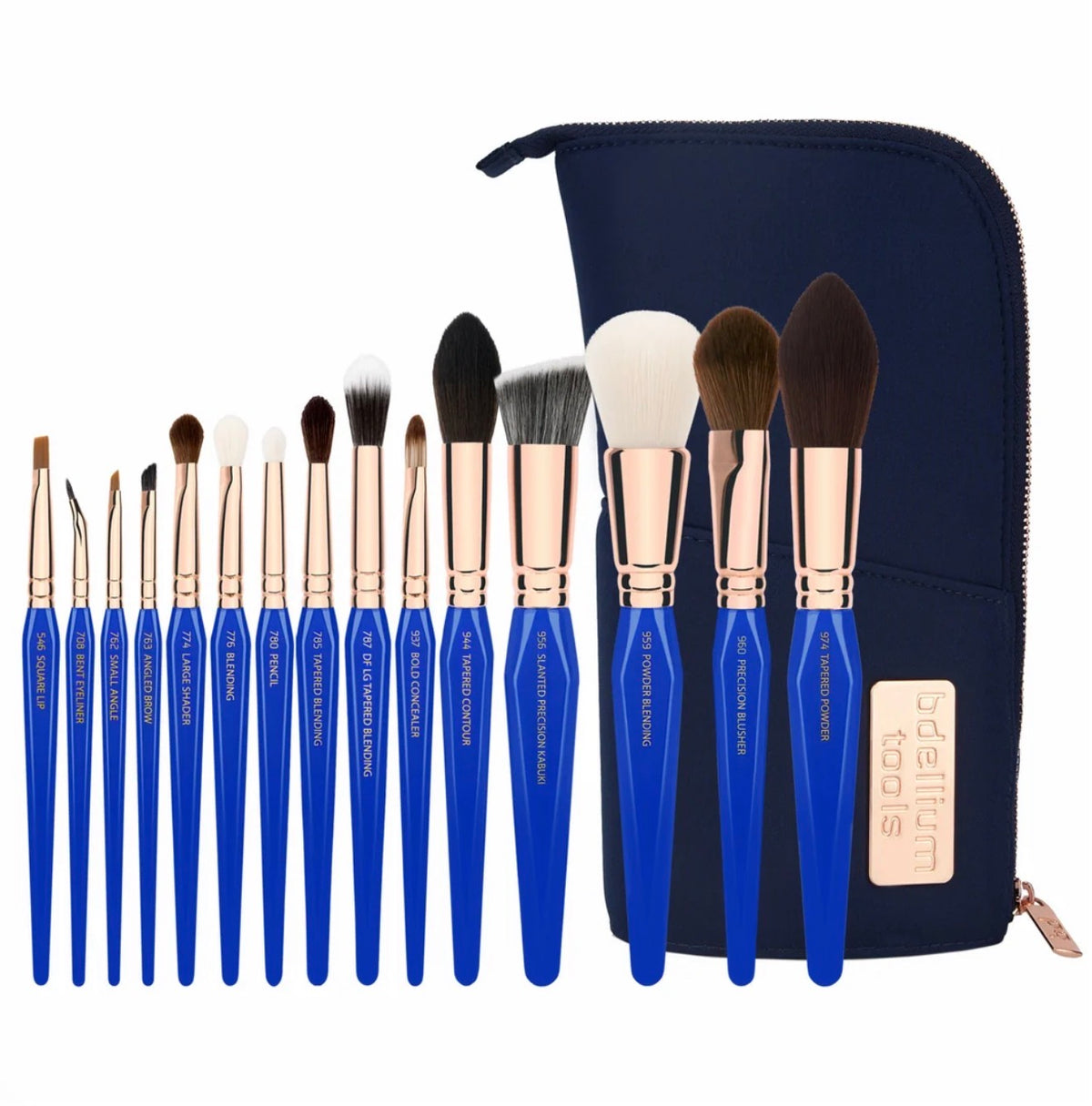 Bdellium Tools- TRIÁNGULO DORADO FASE II COMPLETO 15pz. JUEGO DE BROCHAS CON BOLSA