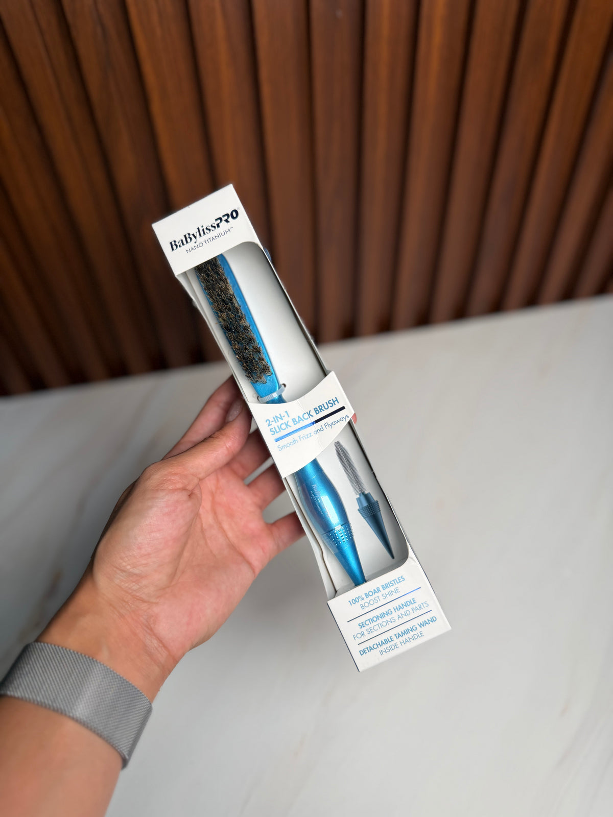 BaBylissPRO- Nano Titanium 2-in-1 Slick Back Brush with Detachable Taming Wand